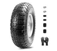 LTNICER 13 Inch Wheelbarrow Tire Flat Free 4.00-6 Tires, 5/8" Bearings Universal Solid Tires with Extra 3/4" Bearings Replacement for Wheelbarrow, Gorilla Cart, Hand Trucks, Garden Carts(1 PCS)