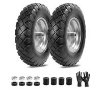 LTNICER 4.80/4.00-8" Flat-Free Tire and Wheel, 16" Solid Wheelbarrow Tires with 5/8" or 3/4" Bearings, 3-7" Centered Hub Universal Fit for Wheelbarrows/Garden Trailer/Wagons