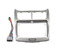 LTQSIV Stereo Panel Frame 9 Inch Car Fascia For Chevrolet For Sail 2004-2014 Double Din Car DVD Frame Install Panel Dash Mount Installation Dashboard(Silver- frame-cord)