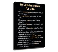 LTRAJUYNH 10 Golden Rules for Life Principles Poster Inspirational Wall-Art for Personal Growth Mindset Office Counseling Center Decor(Framed,08x12inch(20x30cm))