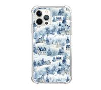 LTRTLAA Aesthetic Winter Christmas Town Phone Case Compatible with iPhone 16 Pro Max，Winter Snow House Tree Cool Teen Girl Boy Unique Soft TPU Bumper Cover Case for iPhone 16 Pro Max