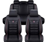 LTSRLL Car Seat Covers for Hyundai Kona EV 2019-2024 Luxus, Leather Seat Covers Protectors Cushion Full Set Waterproof Breathable Interior Seat Accessories,E/Black-red