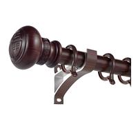LTSRLL Silent Sliding Curtain Rod Farmhouse Rustic Single Curtain Track Pole Work With Grommet And Pinch Pleated Drapery(Walnut,130cm/4.2ft)