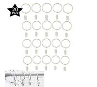 Ltsstoreuk 1 Inch Decorative Metal Drapery Curtain Rings with Clips, White Shower Cafe Window Curtain Clip Rings, Fits Up To 3/4 Inch Rod, Set of 20 (white)