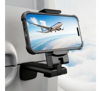 LTSVBO 360 Degree Rotatable Adjustable Phone Holder, Adjustable and Retractable Universal Mobile Stand for Airplane Travel, Home and Office Use, Foldable Compact Design Fits All Smartphones, Black