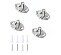 LTSVBO 4 PCS Eye Plate Suspension Ceiling Hook Stainless Steel Silver Heavy Duty U Shape Staple Ring Loop with Screws for Wall Ceiling Hanging Plant Hanger Swing Installation Hardware