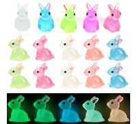 LTSVBO 50 PCS Mini Luminous Resin Bunnies Set, Glow in The Dark Easter Decorations, Tiny Resin Rabbits for Fairy Gardens, Dollhouses Easter Egg Fillers Party Favors Craft Supplies