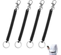 LTSVBO Stretchy Spiral Keyrings, 4 Pcs Stretchy Keychains with Clip, Safety Spring Key Holders with Carabiner Clip for Keys, Wallets, Phones, Backpacks, and Fishing Tools