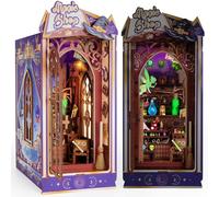 Ltteaoy Book Nook Kit for Adults Teens, DIY Miniature House Kit Magic Shop with LED Lights, Dollhouse 3D Wooden Puzzle Bookend Booknook