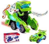 Ltteaoy Dinosaur Car Toys, Dinosaur Transforming Car, Electric Toys for Kids Christmas Birthday Gifts for 3-7 Years Old Boys Girls（Green）