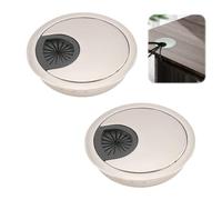 ltteea 2 Pack 80mm Desk Grommet Kit,Zinc Alloy Desk Hole Covers | Computer Desktop Grommets Cable Management Wire Organizers, Round Table Cable Hole Cover for Home Office, Brushed Silver