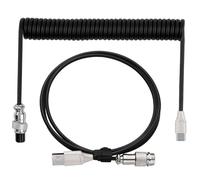 ltteea Coiled Keyboard Cable 1.8m,Type-C To USB A TPU Spring Mechanical Cable with Detachable Metal Aviator Connector Extendable Custom Coiled USB-C for PC Laptop Gaming Keyboard (Black)