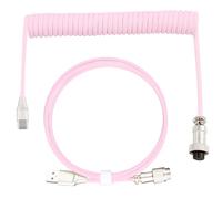 ltteea Coiled Keyboard Cable 1.8m,Type-C To USB A TPU Spring Mechanical Cable with Detachable Metal Aviator Connector Extendable Custom Coiled USB-C for PC Laptop Gaming Keyboard (Pink)
