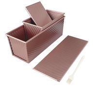 LTTFARKE 2-Piece Heavy-Duty Pullman Loaf Tin Set, 2LB & 1LB Carbon Steel Bread Pans for Shokupan & Sandwich Bread, Non-Stick with Lid