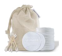 LTTFARKE 20-Pack 3-Layer Bamboo Fibre Finger Pocket Design Reusable Makeup Remover Pads | Eco-Friendly Ultra-Soft Travel-Friendly Cleansing Pads | with Double Drawstring Mesh Bag & Bonus Cotton Swabs