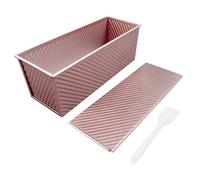 LTTFARKE Heavy-Duty Carbon Steel Loaf Tin with Lid - Extra Long Non-Stick Corrugated Bread Tin, 2LB / Approx. 900g Capacity (32×12×11cm), Even Baking, Includes Dough Scraper
