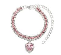 LtuzPet 3 Rows Rhinestone Pet Collar with Diamonds Necklace Heart Pendant Adjustable Pet Bling Collar Cat Dog Ornament Pet Jewelry Accessories