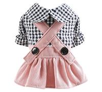 LtuzPet Vintage Plaid Dog Dress Skirt Spring Puppy Dog Dress Cross Back Kitten Puppy Dress for Small Pets Girls