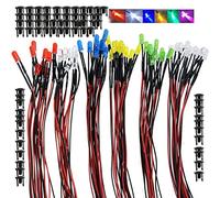 Ltvystore 60Pcs 3MM 3Volt Prewired LED Diode 6 Colors LED Lamp Light Bulb Emitting Diodes + 60Pcs 3mm LED Clip Holder Panel Mount Black