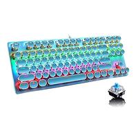 Ltvystore Mechanical Gaming Keyboard,87 Key Retro Punk Typewriter-Style,Blue Switch Rainbow Backlit Keyboard,Anti-Ghosting, USB Wired, for PC Laptop Desktop Computer, for Game and Office(Blue)