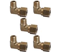 LTWFITTING 1/2-Inch OD x 1/4-Inch Male NPT 90 Degree Compression Elbow,Brass Compression Fitting (Pack of 5)
