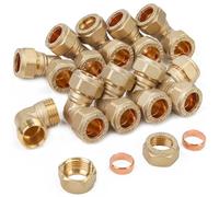 LTWFITTING 15MM OD 90 Degree Compression Elbow, Brass Plumbing Pipe Fitting (Pack of 10)