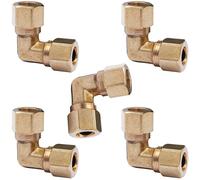 LTWFITTING 3/8-Inch OD 90 Degree Compression Union Elbow,Brass Compression Fitting(Pack of 5)