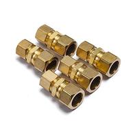 LTWFITTING 5/8-Inch OD x 1/2-Inch OD Compression Reducing Union,Brass Compression Fitting (Pack of 5 )