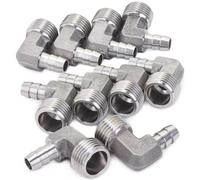 LTWFITTING 90 Deg Elbow 10MM ID Hose x 1/2-Inch Male BSPT Stainless Steel 316 Barb Fitting (Pack of 25)