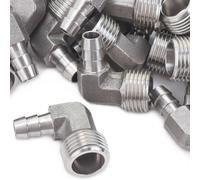LTWFITTING 90 Deg Elbow 10MM ID Hose x 1/2-Inch Male BSPT Stainless Steel 316 Barb Fitting (Pack of 200)
