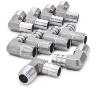 LTWFITTING 90 Deg Elbow 12MM ID Hose x 3/8-Inch Male BSPT Stainless Steel 316 Barb Fitting (Pack of 25)