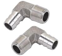 LTWFITTING 90 Deg Elbow 12MM ID Hose x 3/8-Inch Male BSPT Stainless Steel 316 Barb Fitting (Pack of 2)