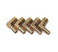 LTWFITTING 90 Deg Elbow Brass Barb Fitting 1/4-Inch Male BSPT x 3/8-Inch(10mm) ID Hose Boat Water (Pack of 5)
