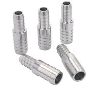 LTWFITTING Bar Production Stainless Steel 316 Barb Splicer Mender 1/2" Hose ID x 3/8" (10mm) Hose ID Fitting Air Water Fuel Boat (Pack of 5)