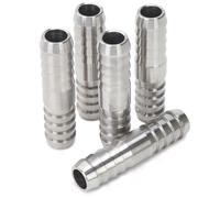 LTWFITTING Bar Production Stainless Steel 316 Barb Splicer Mender 10mm Hose ID Fitting Air Water Fuel Boat (Pack of 5)