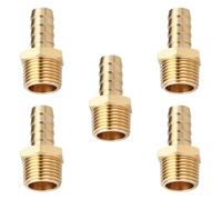 LTWFITTING Brass 1/2-Inch Male BSPT x 12mm Hose Barb Coupler Adapter Fitting for Vehicle Fuel System, HVAC System (Pack of 5)