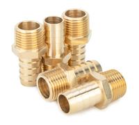 LTWFITTING Brass 1/2-Inch Male BSPT x 16mm Hose Barb Coupler Adapter Fitting for Vehicle Fuel System, HVAC System (Pack of 5)