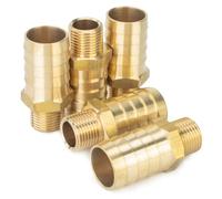 LTWFITTING Brass 1/2-Inch Male BSPT x 25mm Hose Barb Coupler Adapter Fitting for Vehicle Fuel System, HVAC System (Pack of 5)