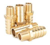 LTWFITTING Brass 1/4-Inch Male BSPT x 16mm Hose Barb Coupler Adapter Fitting for Vehicle Fuel System, HVAC System (Pack of 5)