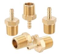 LTWFITTING Brass 1/4-Inch Male BSPT x 3mm Hose Barb Coupler Adapter Fitting for Vehicle Fuel System, HVAC System (Pack of 5)