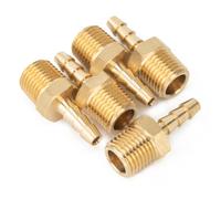 LTWFITTING Brass 1/4-Inch Male BSPT x 5mm Hose Barb Coupler Adapter Fitting for Vehicle Fuel System, HVAC System (Pack of 5)