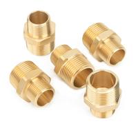 LTWFITTING Brass 1-Inch x 3/4-Inch Male BSPT Pipe Hex Reducing Nipple Fitting (Pack of 5)