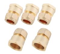 LTWFITTING Brass 15mm OD x 1/2-Inch Female BSP Compression Connector Fitting(Pack of 5)