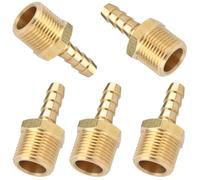 LTWFITTING Brass 3/8-Inch Male BSPT x 6mm Hose Barbed Fitting Coupler/Barb Connector (Pack of 5)