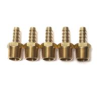 LTWFITTING Brass 3/8-Inch Male BSPT x 8mm Hose Barb Coupler Adapter Fitting for Vehicle Fuel System, HVAC System (Pack of 5)