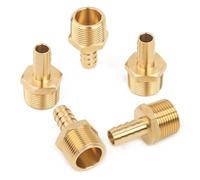 LTWFITTING Brass Barbed Fitting Coupler/Connector 3/4-Inch Male BSPT x 12mm Hose Barb(Pack of 5)
