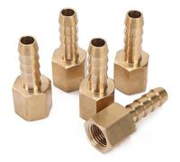 LTWFITTING Brass BSP Fitting Coupler/Adapter 1/8-Inch Female BSPP x 6mm Hose Barb(Pack of 5)