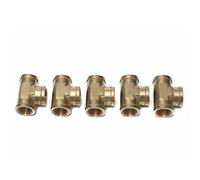 LTWFITTING Brass BSP Pipe Fitting 1/2-Inch Female BSPP Thread Tee Fuel Air (Pack of 5)