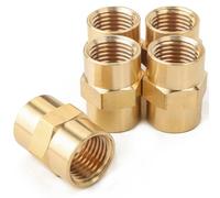 LTWFITTING Brass BSP Pipe Fitting 1/4-Inch Female BSPP Coupling Water Boat (Pack of 5)