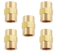 LTWFITTING Brass BSP Pipe Fitting 1/8-Inch Female BSPP Coupling Water Boat (Pack of 5)